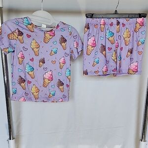 SHEIN Purple Ice Cream Kids Pajama Set